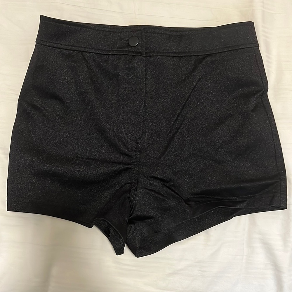 ❌SOLD❌TopShop Nylon Black Womens High Waisted Shorts